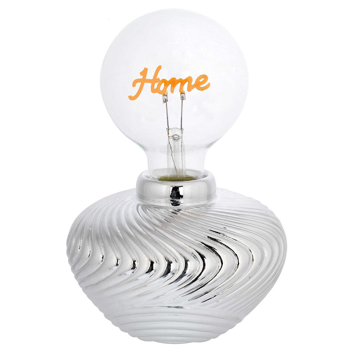 Bagutta Lampada LED Sfera a Onde con Scritta Home Batterie Incluse 12x18 cm