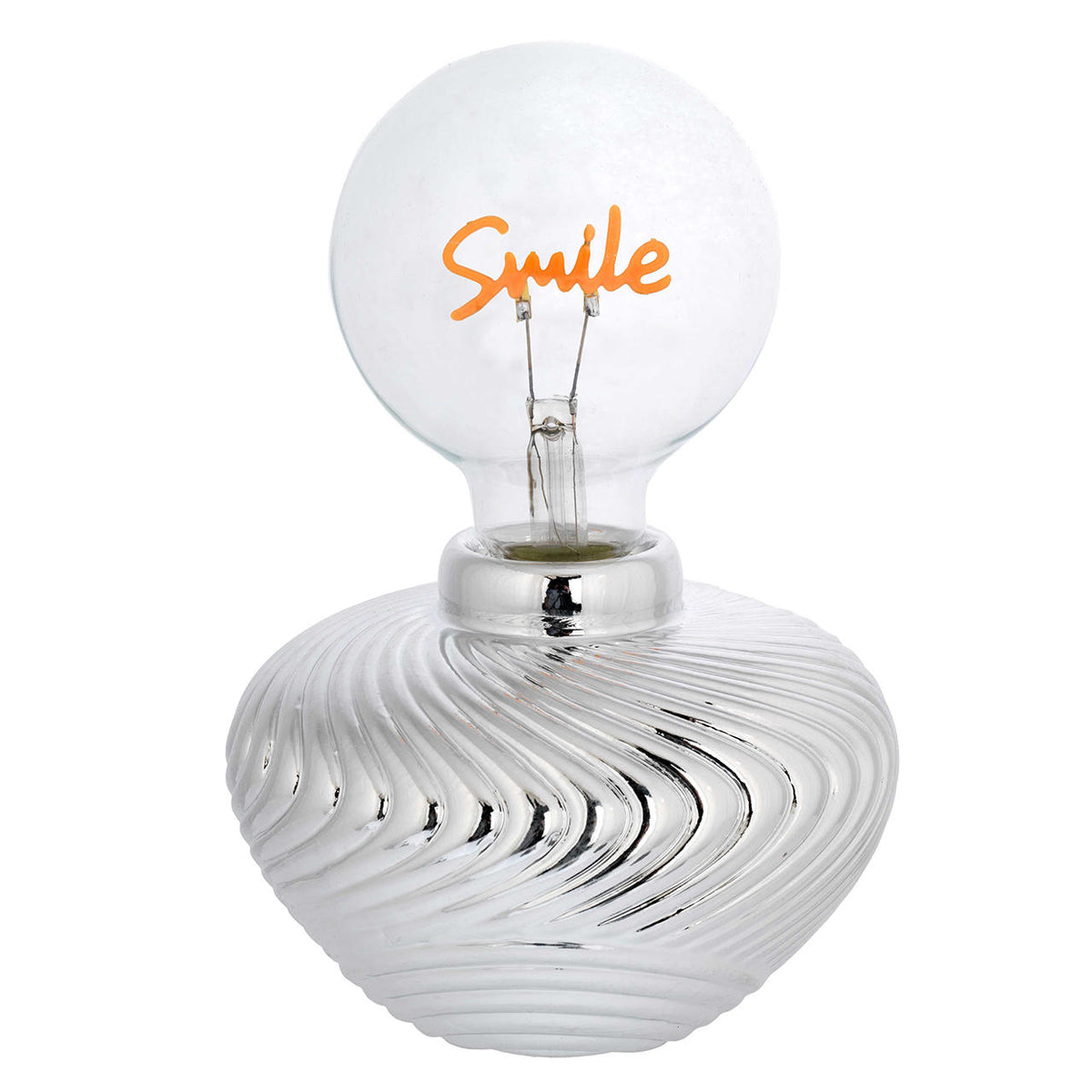 Bagutta Lampada LED Sfera a Onde con Scritta Smile Batterie Incluse 12x18 cm