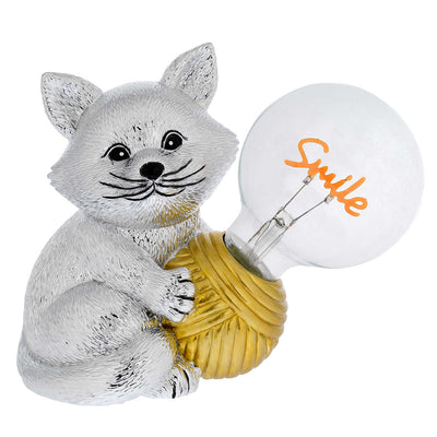 Bagutta Lampada LED Decorativa Gatto con Scritta Smile Batterie Incluse 15x12,5 cm