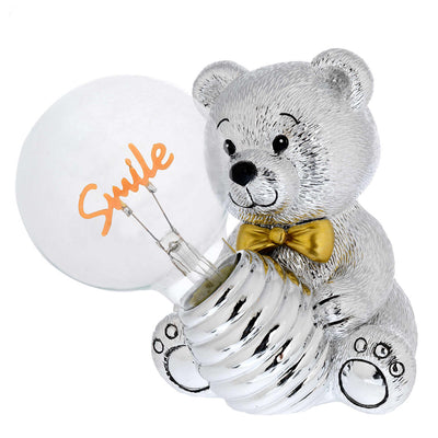 Bagutta Lampada LED Decorativa Orsetto con Scritta Smile Batterie Incluse 15x11 cm