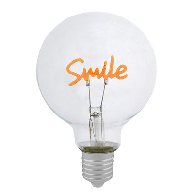 Bagutta Lampadina Decorativa Trasparente con Scritta Smile 9,5 cm