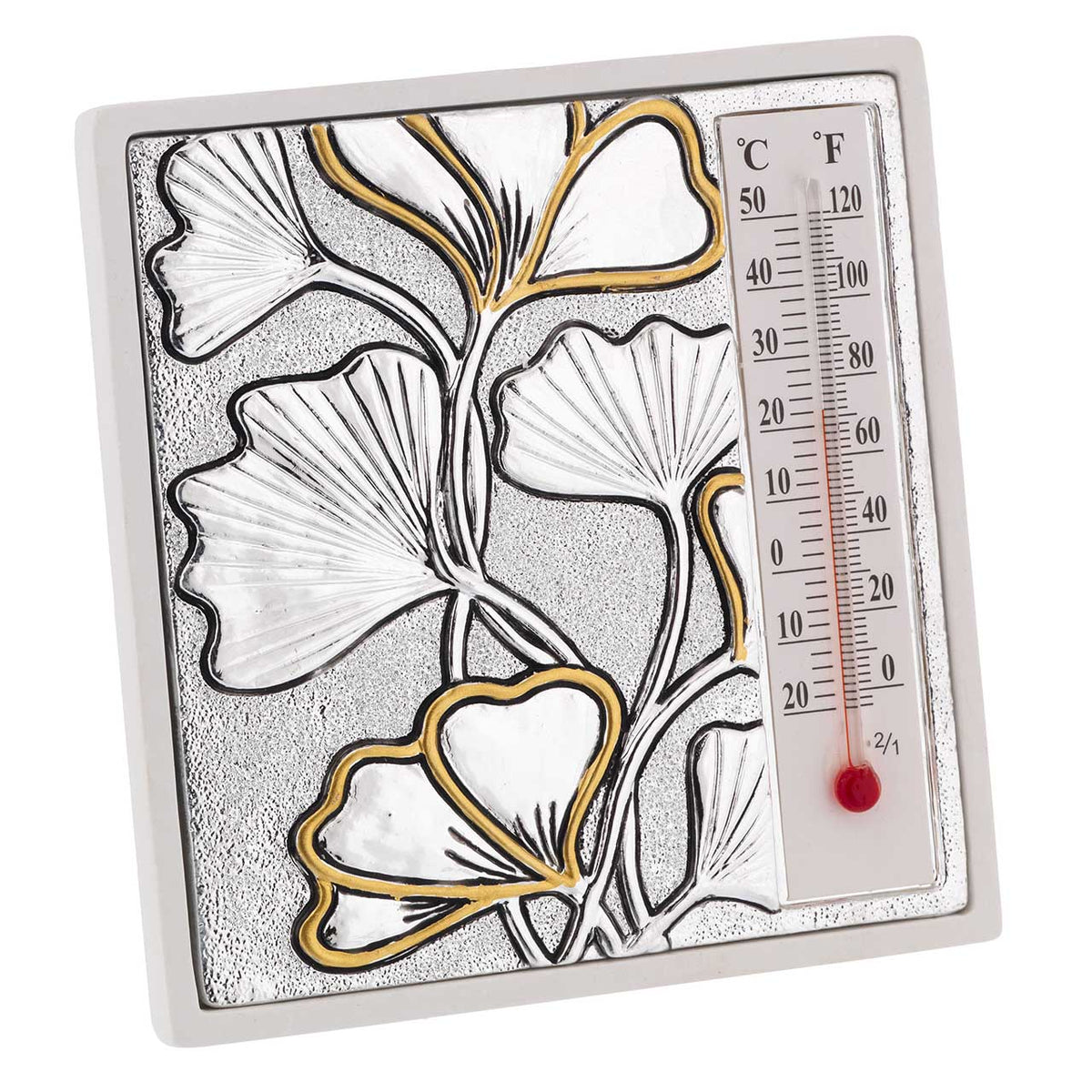 Bagutta Termometro Decorativo da Tavolo Quadrato con Ginkgo 11x11 cm