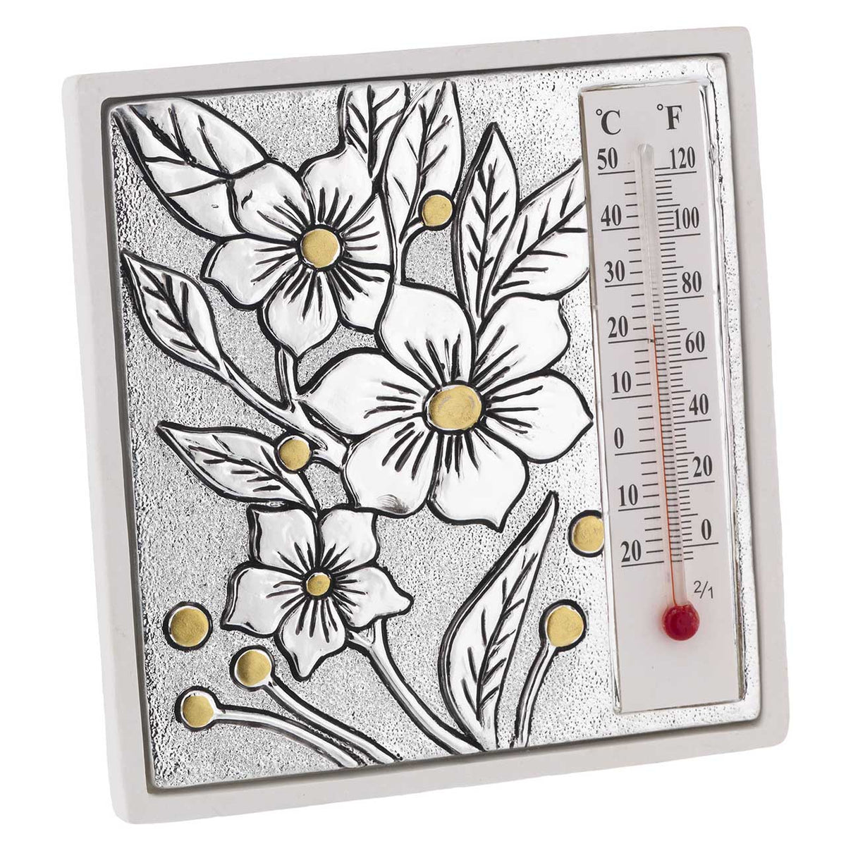 Bagutta Termometro Decorativo da Tavolo Quadrato con Anemoni 11x11 cm