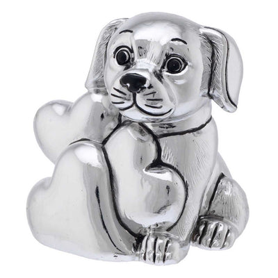 Bagutta I Teneroni Statuina Argentata Cagnolino con Cuori 5x4x5 cm