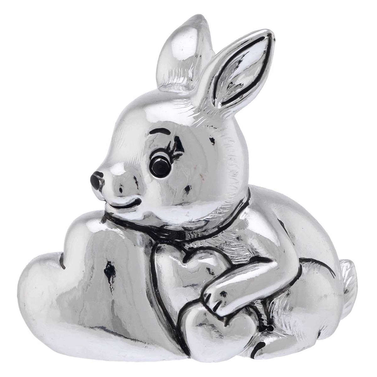 Bagutta I Teneroni Statuina Argentata Coniglio con Cuori 7x7x7 cm