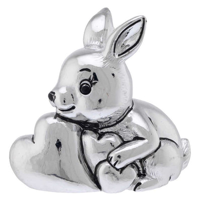 Bagutta I Teneroni Statuina Argentata Coniglio con Cuori 7x7x7 cm