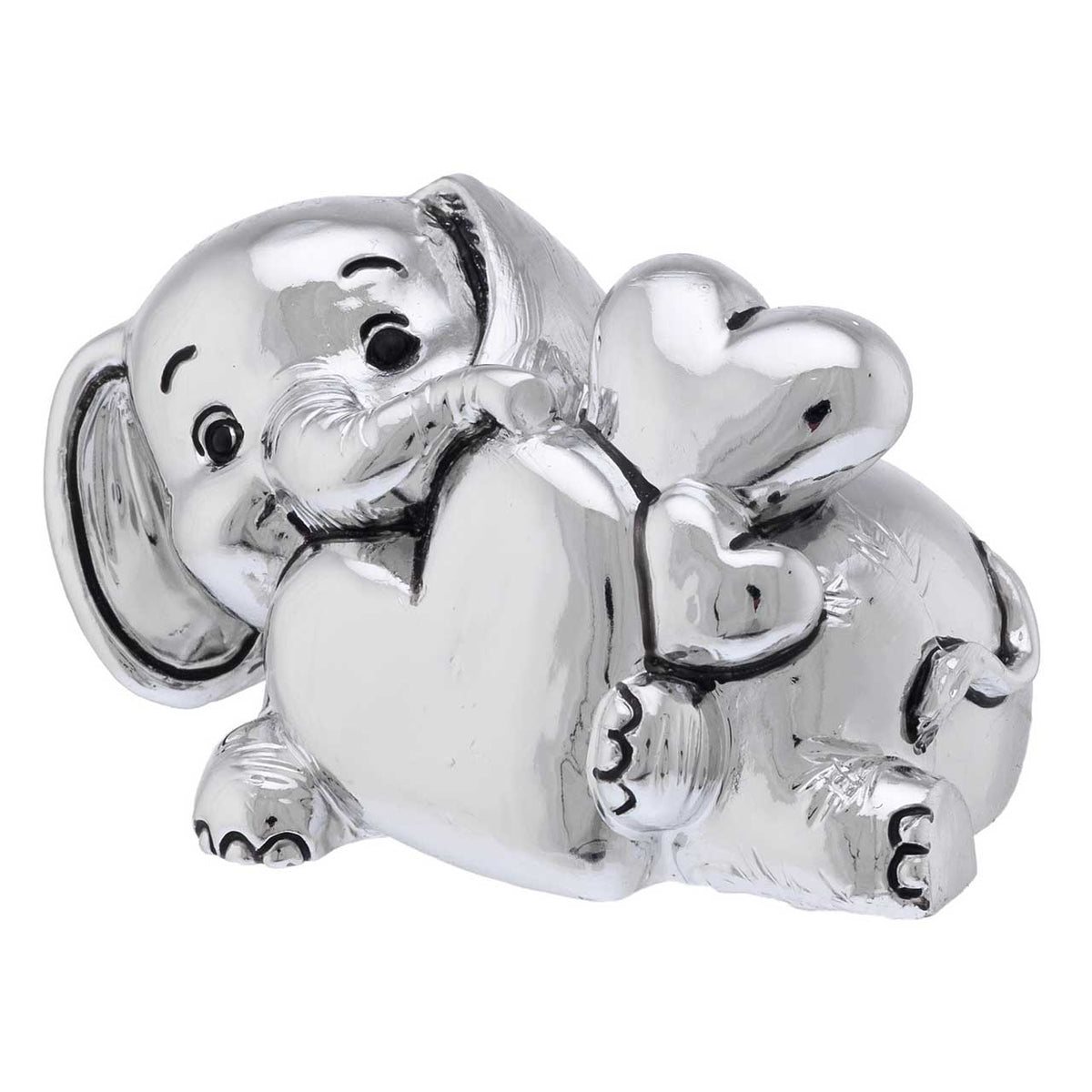Bagutta I Teneroni Statuina Argentata Elefante con Cuori 7x4x5 cm