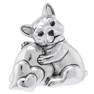 Bagutta I Teneroni Statuina Argentata Bulldog con Cuori 7x4x6 cm