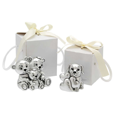 Bagutta I Teneroni Statuina Argentata Bulldog con Cuori 7x4x6 cm