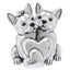 Bagutta I Teneroni Statuina Argentata Coppia di Bulldog con Cuori 7x7x7 cm
