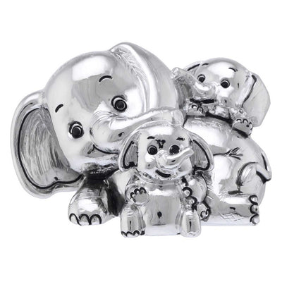 Bagutta I Teneroni Statuina Argentata Famiglia di Elefanti con Cuori 8x6x6 cm