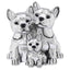 Bagutta I Teneroni Statuina Argentata Famiglia di Bulldog con Cuori 7x7x7 cm