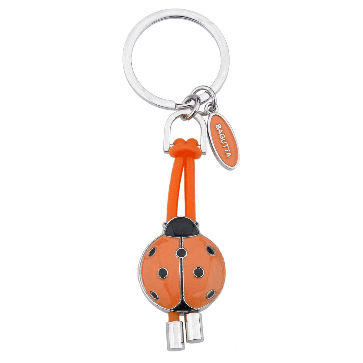 Bagutta Portachiavi Coccinella Silver Plated con Asola in Silicone Arancione 12 cm