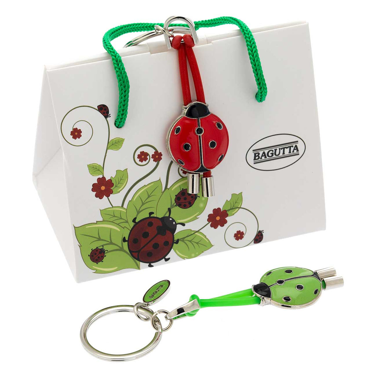 Bagutta Portachiavi Coccinella Silver Plated con Asola in Silicone Arancione 12 cm