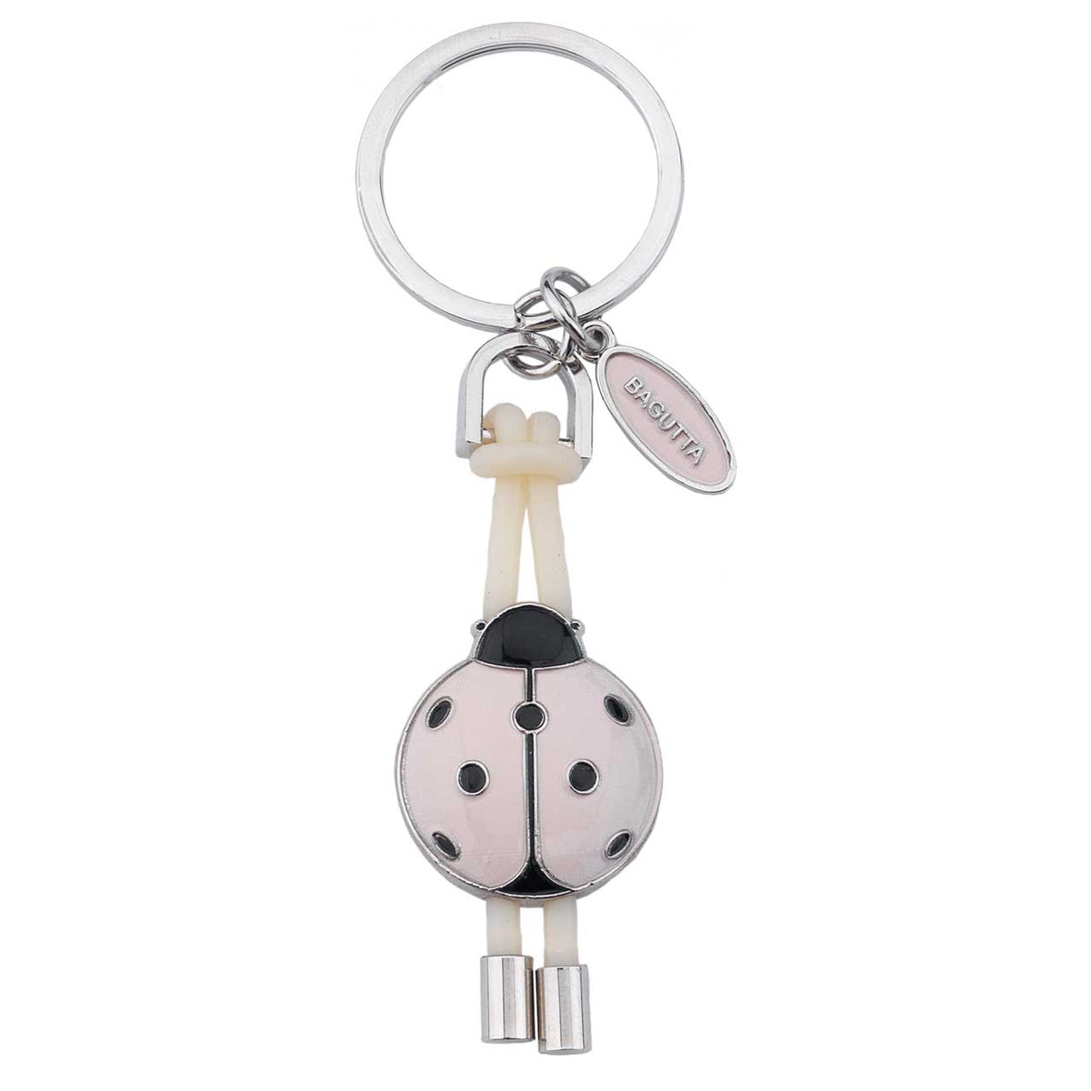Bagutta Portachiavi Coccinella Silver Plated con Asola in Silicone Crema 12 cm