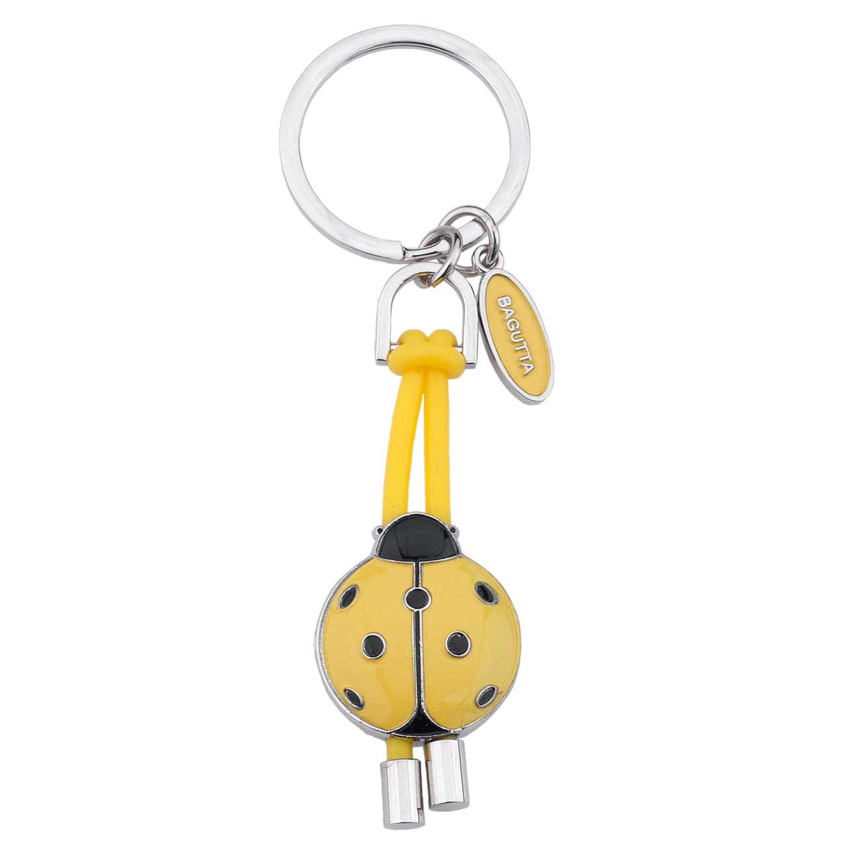Bagutta Portachiavi Coccinella Silver Plated con Asola in Silicone Gialla 12 cm
