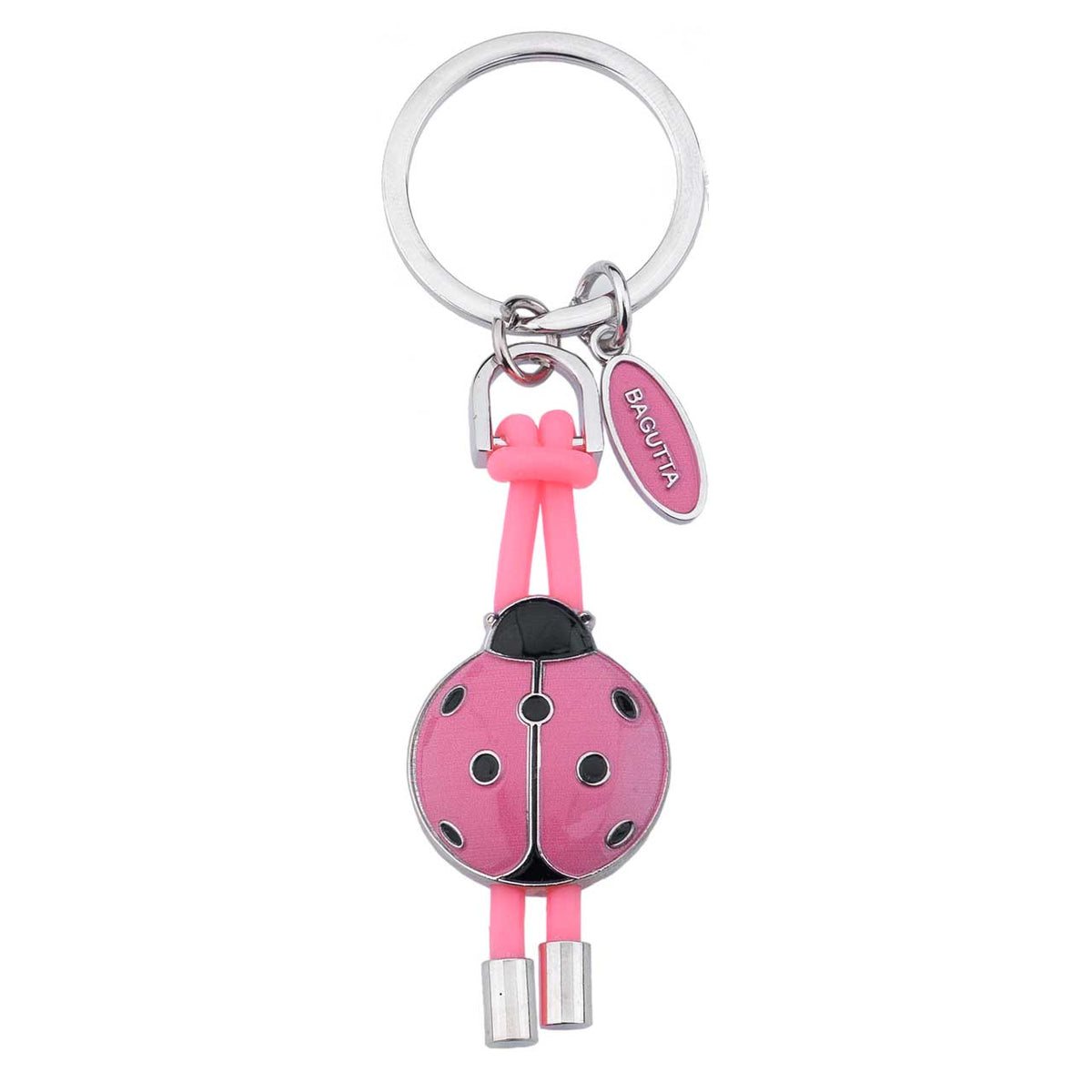 Bagutta Portachiavi Coccinella Silver Plated con Asola in Silicone Rosa 12 cm