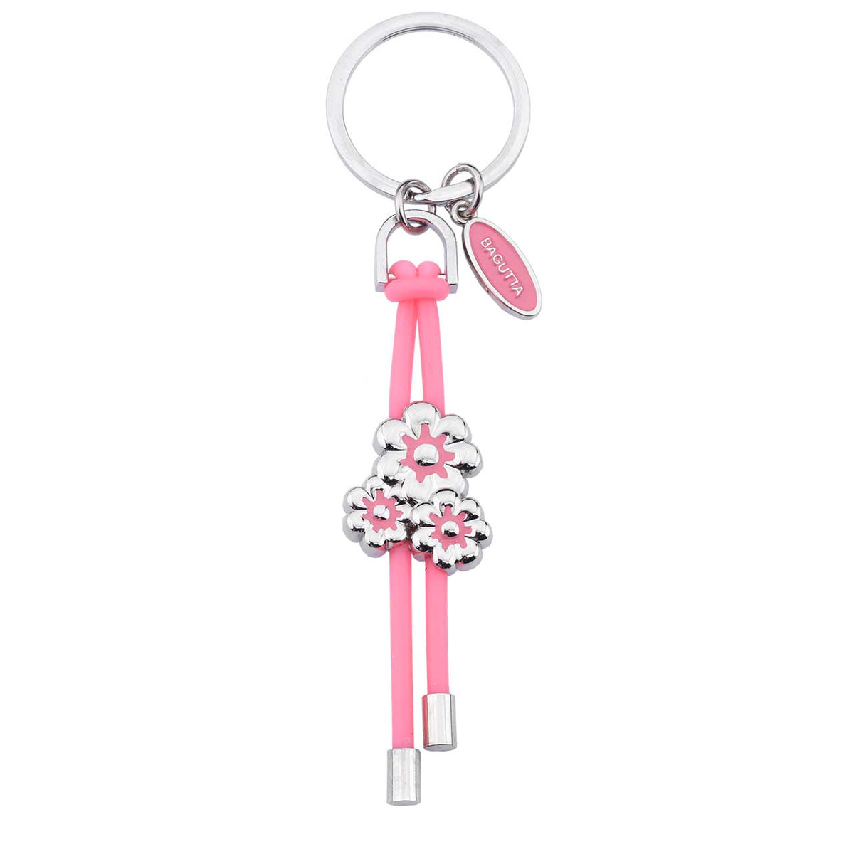 Bagutta Portachiavi con Tre Margherite Rosa e Cordino 12 cm