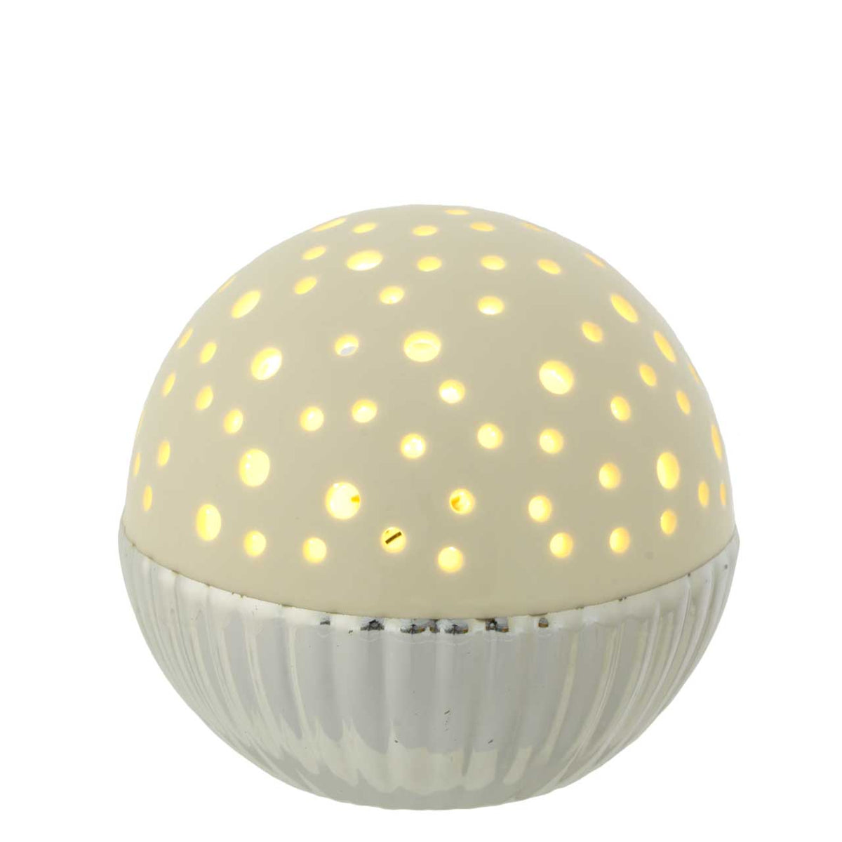 Bagutta Lampada LED Sferica Bicolore Forata Bianca Batterie Incluse Diametro 12,5 cm