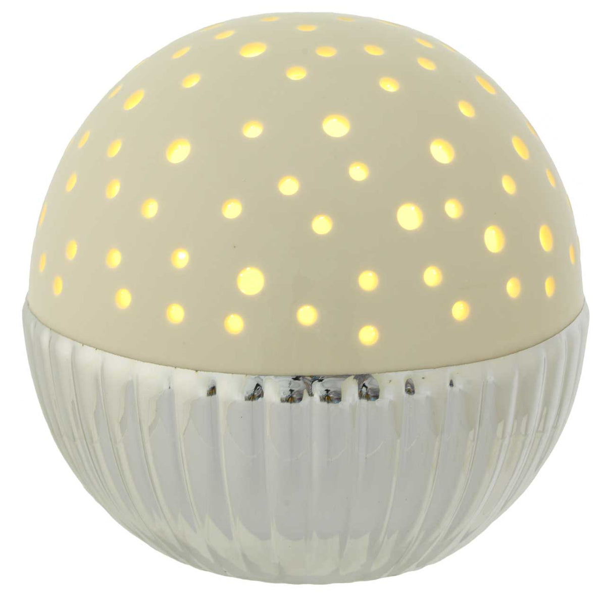 Bagutta Lampada LED Sferica Bicolore Forata Bianca Batterie Incluse Diametro 15 cm