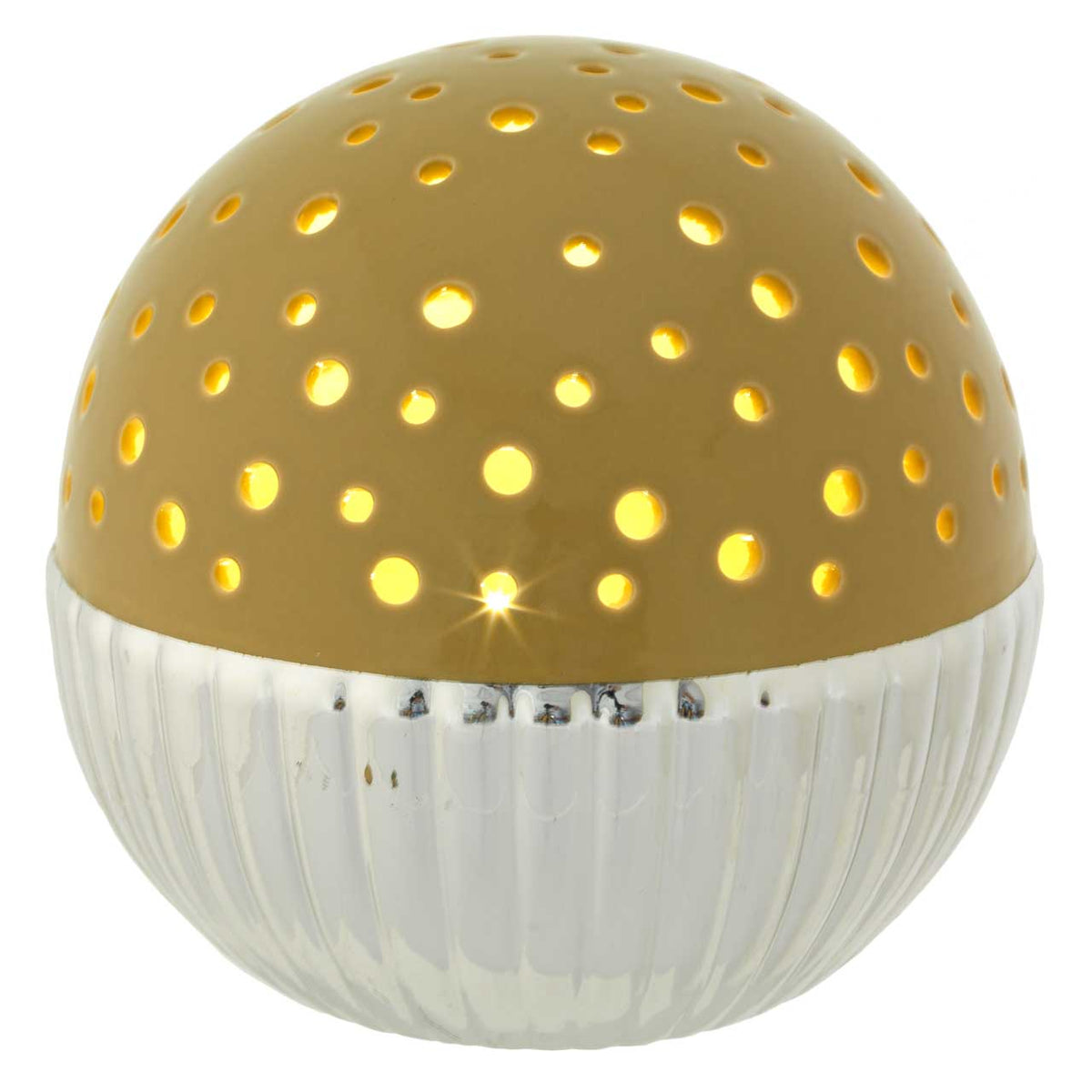 Bagutta Lampada LED Sferica Bicolore Forata Verde Batterie Incluse Diametro 15 cm