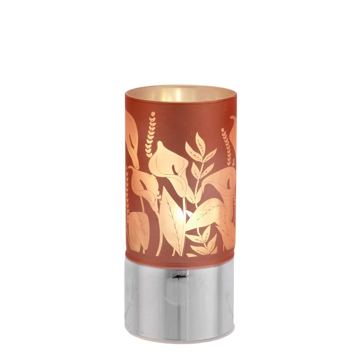 Bagutta Lampada LED in Vetro Decoro Calle Fondo Rosa Batterie Incluse 7x15 cm