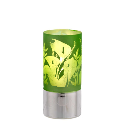 Bagutta Lampada LED in Vetro Decoro Calle Fondo Verde Batterie Incluse 7x15 cm