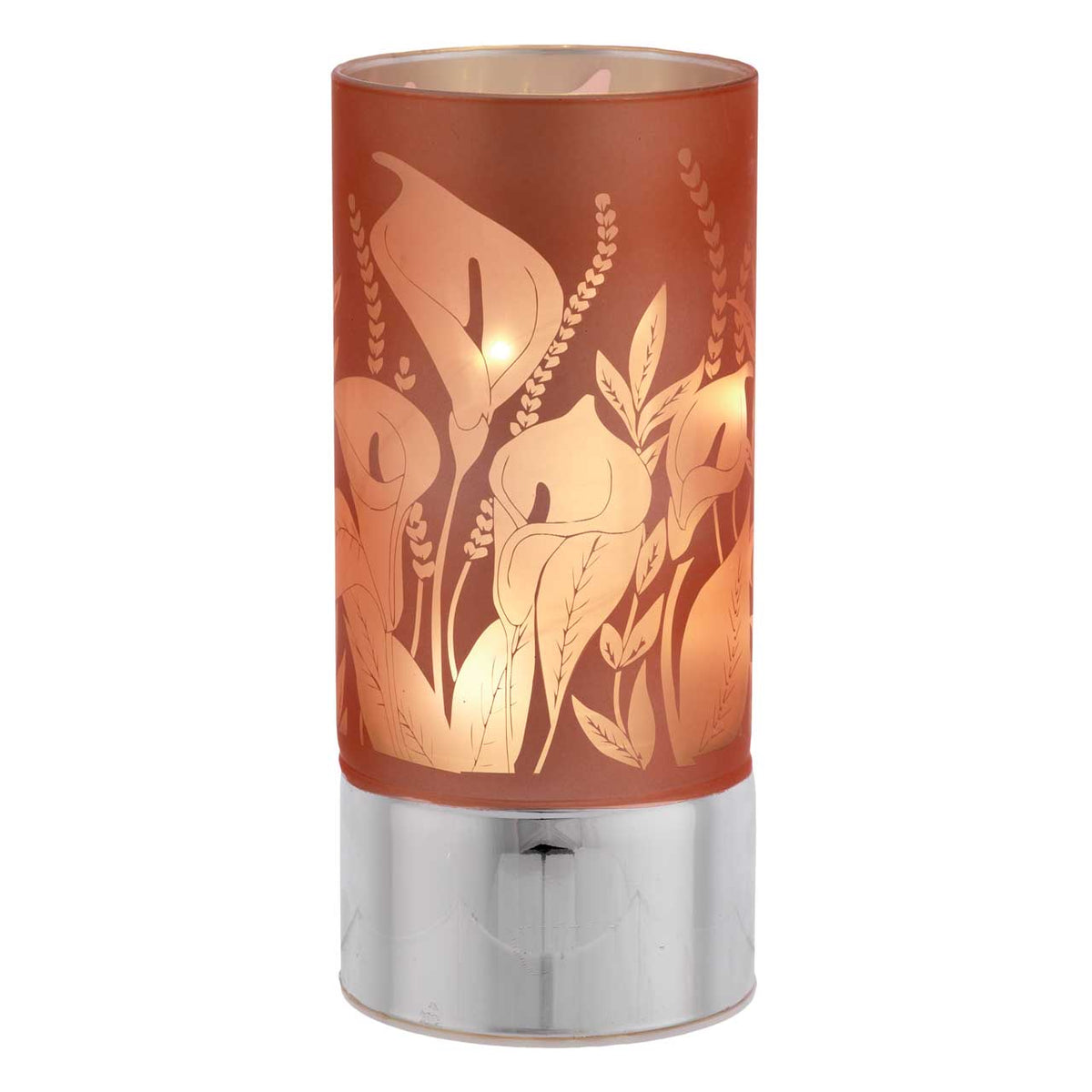 Bagutta Lampada LED in Vetro Decoro Calle Fondo Rosa Batterie Incluse 9x20 cm