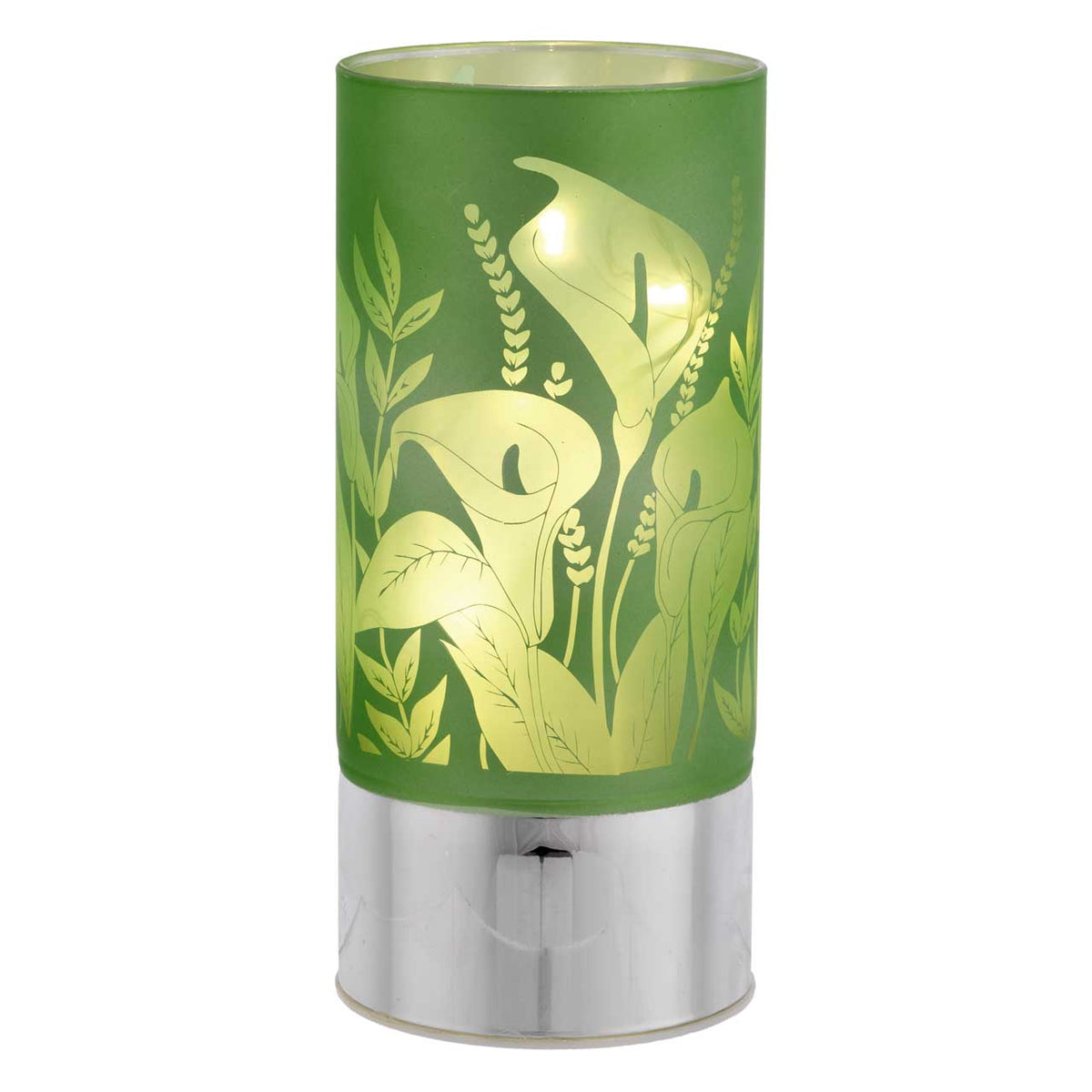 Bagutta Lampada LED in Vetro Decoro Calle Fondo Verde Batterie Incluse 9x20 cm