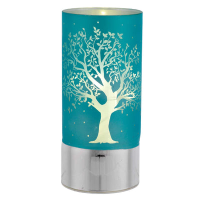 Bagutta Lampada LED in Vetro Decoro Albero Fondo Azzurro Batterie Incluse 9x20 cm