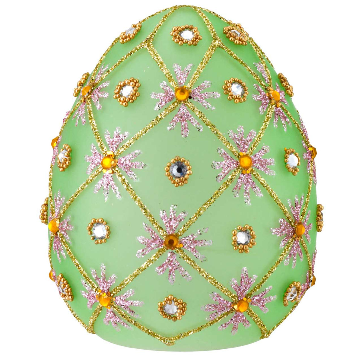 Bagutta Uovo Pasquale LED Verde con Motivo Traforato 8x10 cm