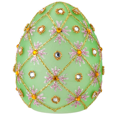 Bagutta Uovo Pasquale LED Verde con Motivo Traforato 8x10 cm