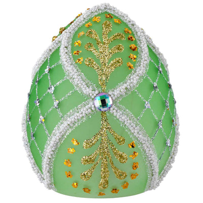 Bagutta Uovo Pasquale LED Verde con Motivo a Foglie 8x10 cm