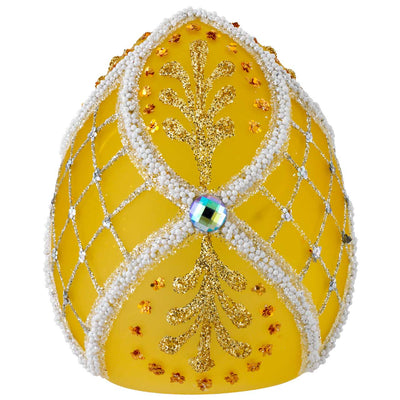 Bagutta Uovo Pasquale LED Giallo con Motivo a Foglie 8x10 cm