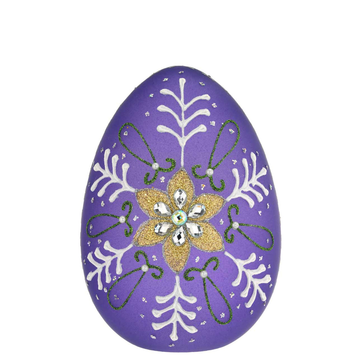 Bagutta Uovo Pasquale LED Viola con Fiore e Strass 14x20 cm