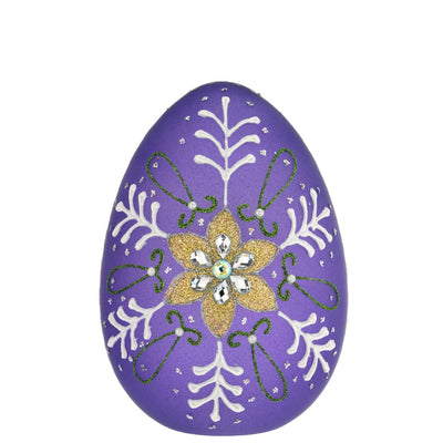 Bagutta Uovo Pasquale LED Viola con Fiore e Strass 14x20 cm