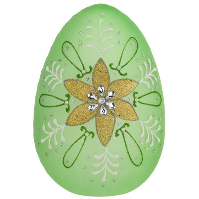 Bagutta Uovo Pasquale LED Verde con Fiore e Strass 18x25 cm