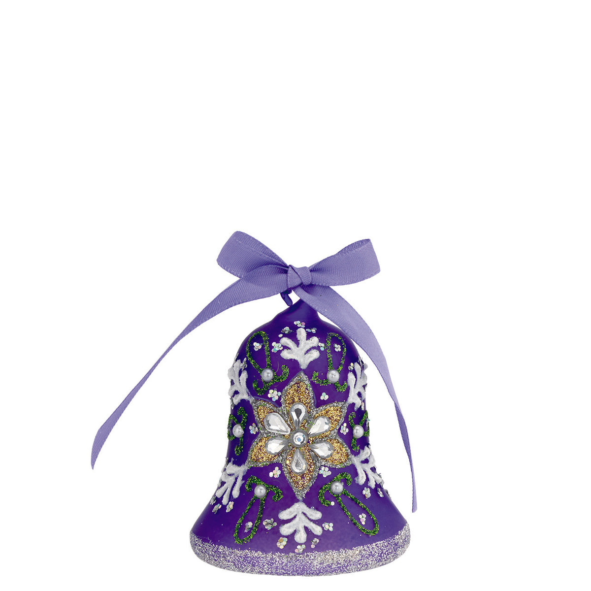 Bagutta Campanella Pasquale LED Viola con Fiore e Strass 8 cm