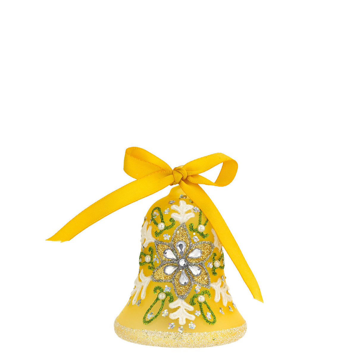 Bagutta Campanella Pasquale LED Gialla con Fiore e Strass 8 cm