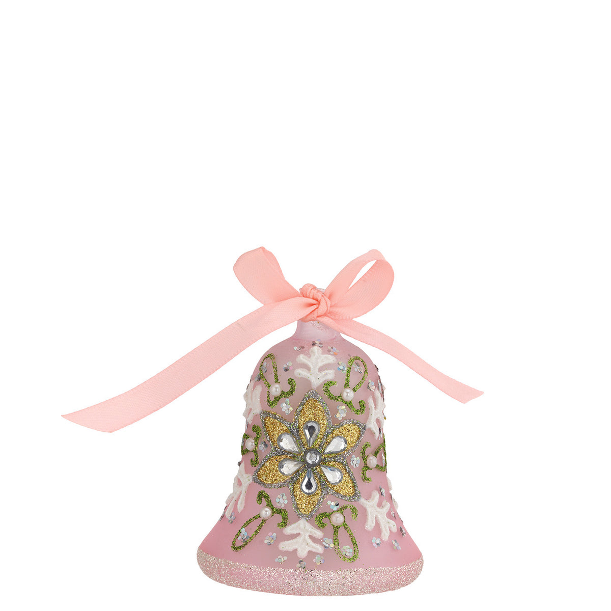 Bagutta Campanella Pasquale LED Rosa con Fiore e Strass 8 cm