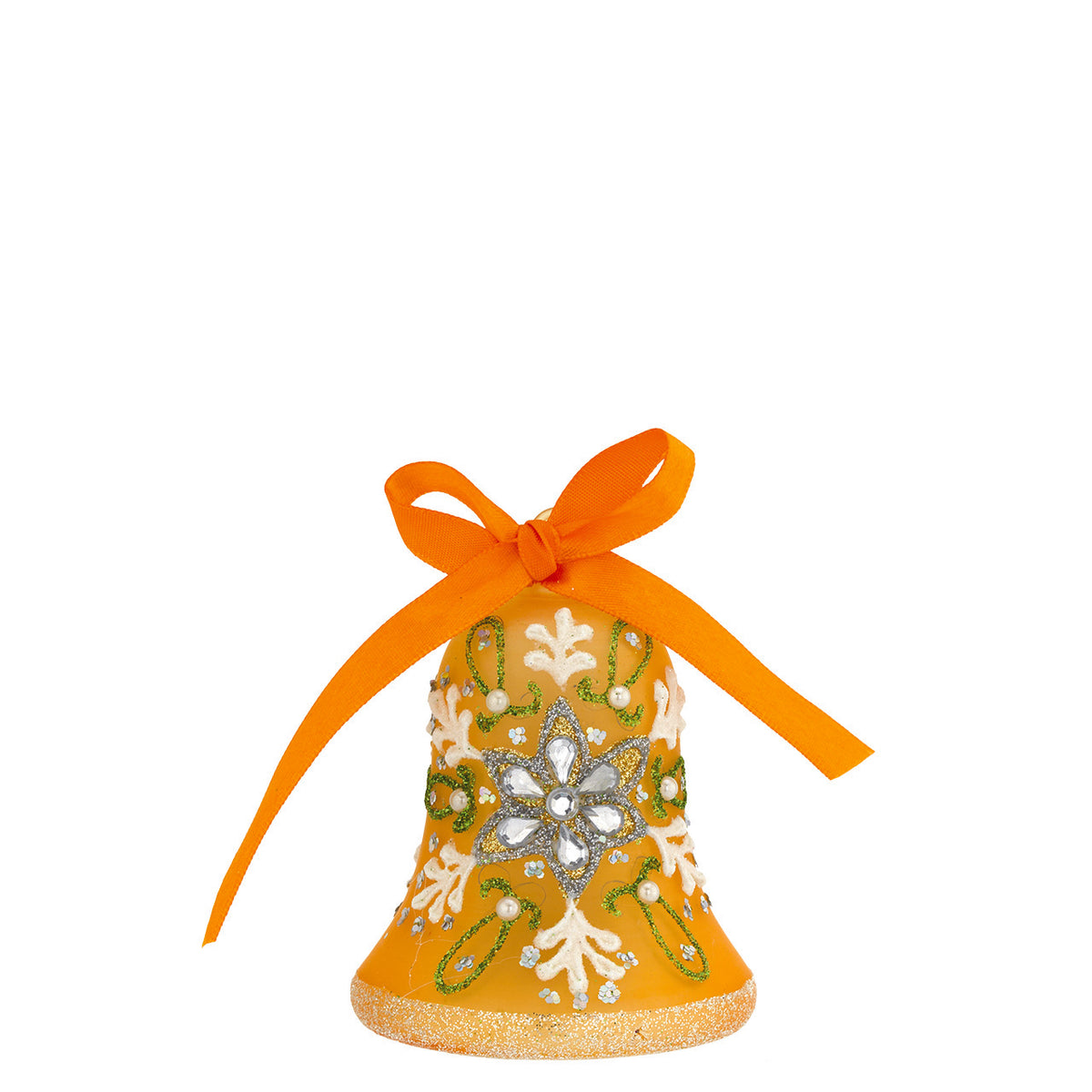 Bagutta Campanella Pasquale LED Arancione con Fiore e Strass 8 cm