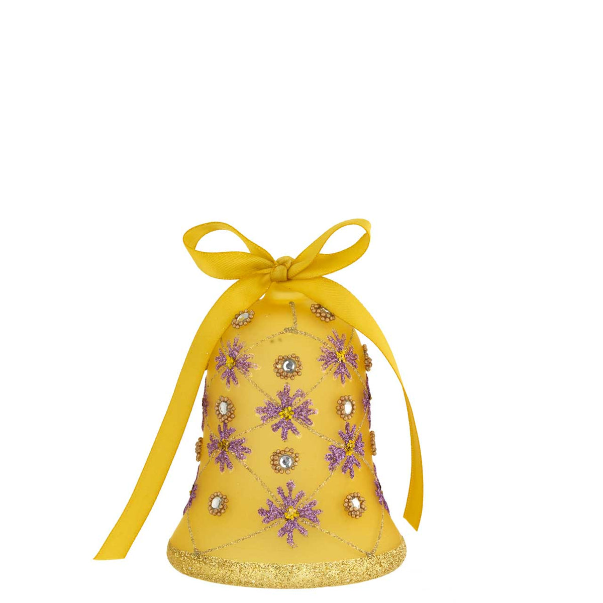 Bagutta Campanella Pasquale LED Gialla con Fiori Viola 10 cm