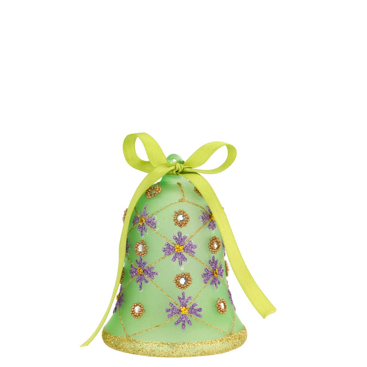 Bagutta Campanella Pasquale LED Verde con Fiori Viola 10 cm
