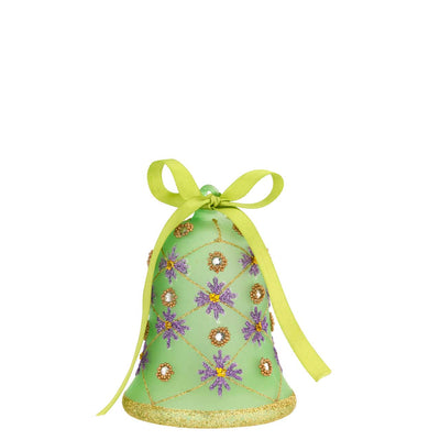 Bagutta Campanella Pasquale LED Verde con Fiori Viola 10 cm