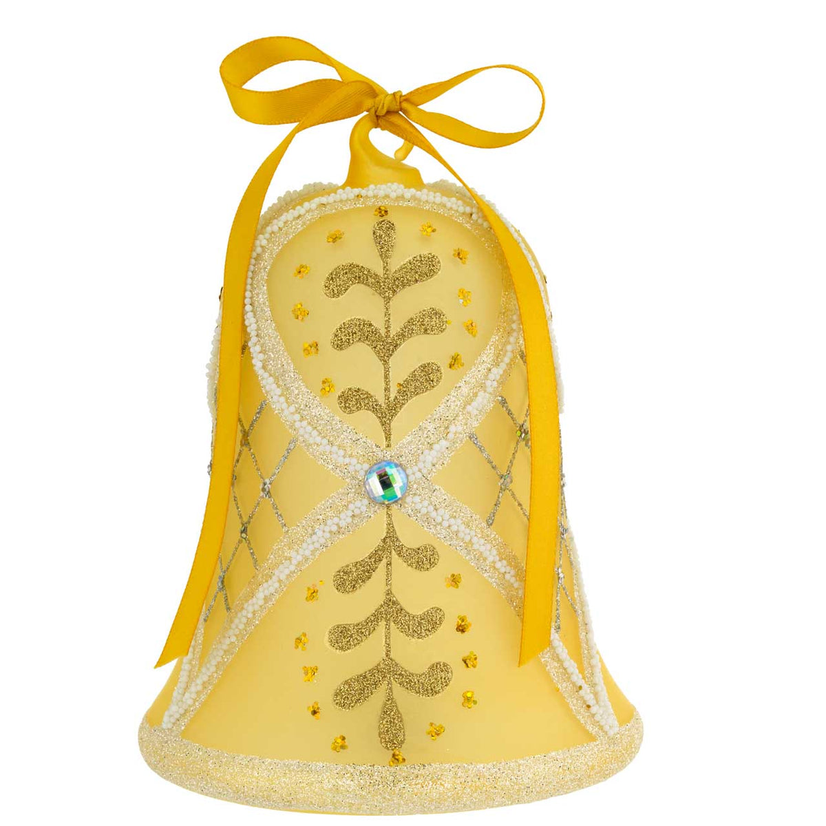 Bagutta Campanella Pasquale LED Gialla con Albero Decorato 15 cm