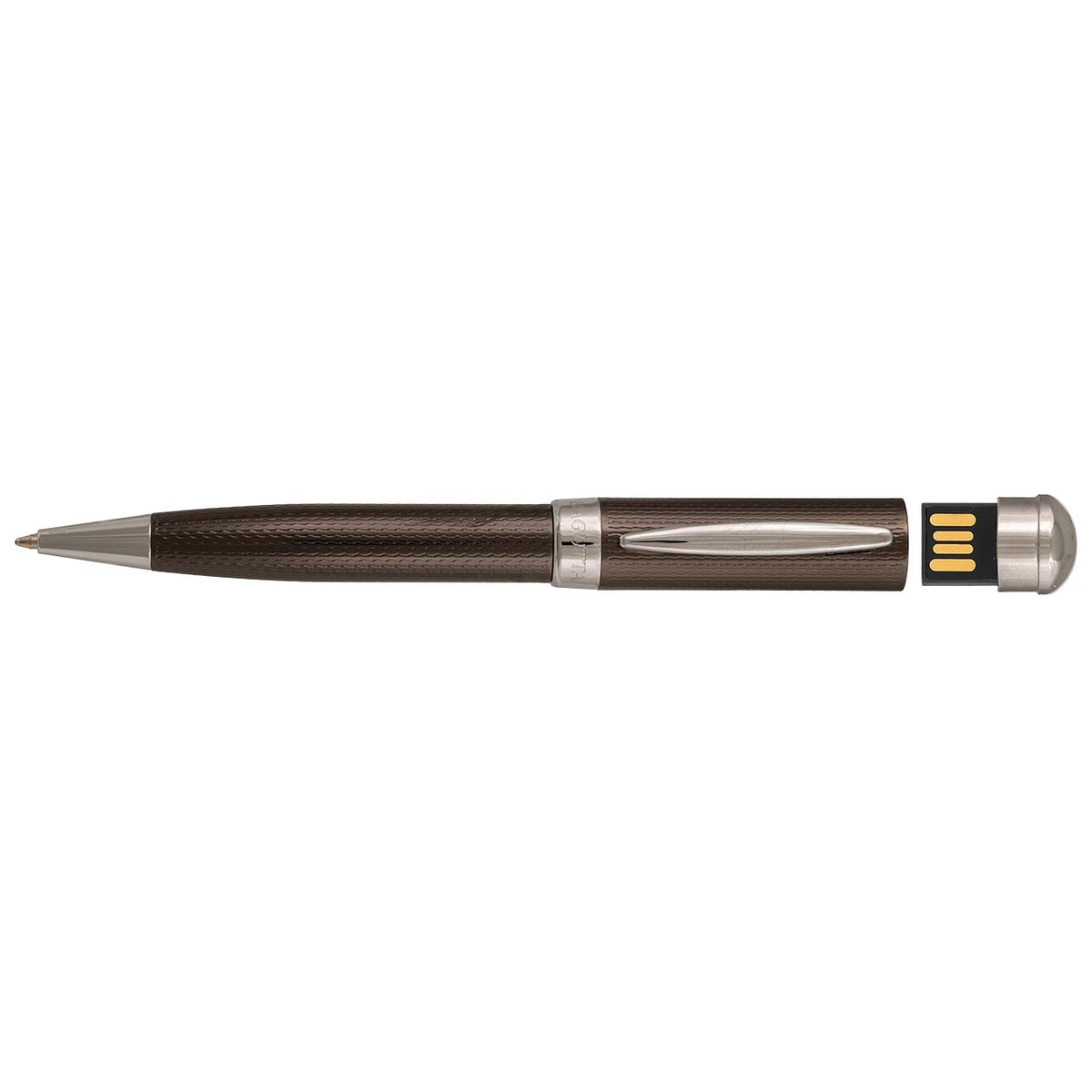 Bagutta Penna a Sfera Effetto Carbonio con Memoria USB 16 GB Canna di Fucile con Finiture Cromate