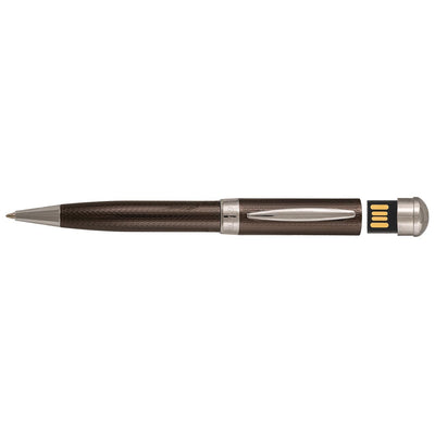 Bagutta Penna a Sfera Effetto Carbonio con Memoria USB 16 GB Canna di Fucile con Finiture Cromate