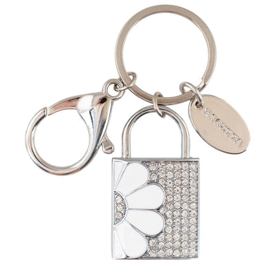 Bagutta Portachiavi USB 16 GB Lucchetto con Cristalli Fiore Bianco 8 cm