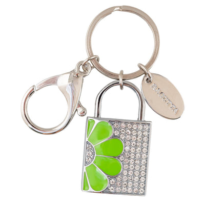 Bagutta Portachiavi USB 16 GB Lucchetto con Cristalli Fiore Verde 8 cm