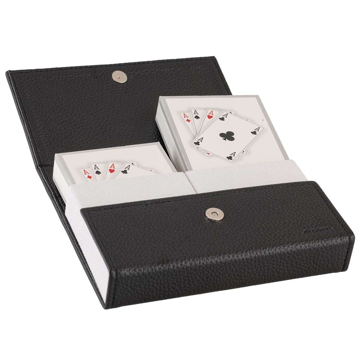 Bagutta Portamazzo Doppio per Carte da Gioco Nero 15x10x3,5 cm